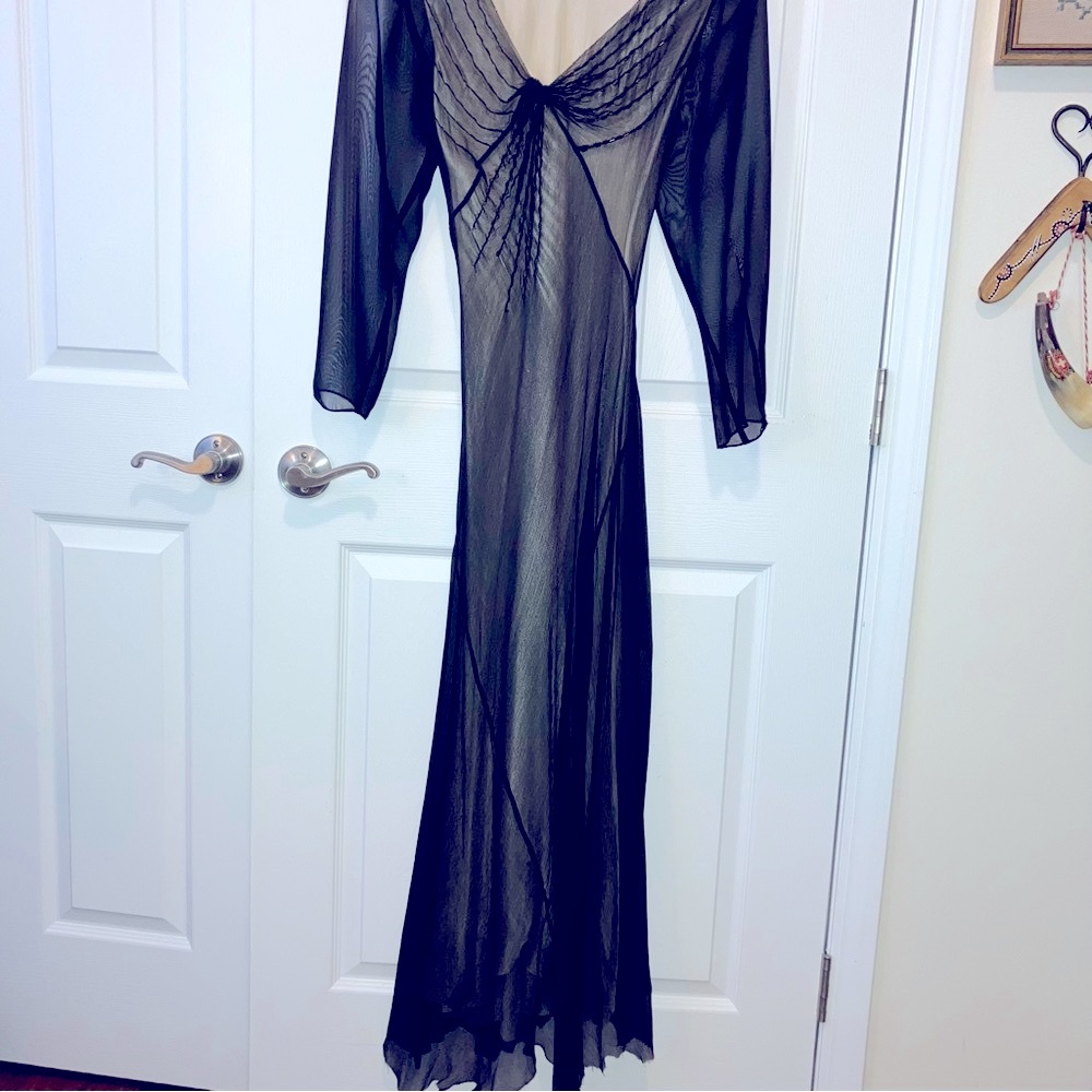 😎Max😎Studio😎Dress/Gown😎Sheer Black w/Crème Slip